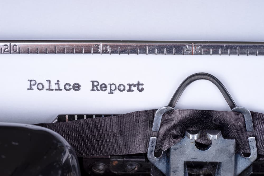 Police Report written with a vintage typewriter