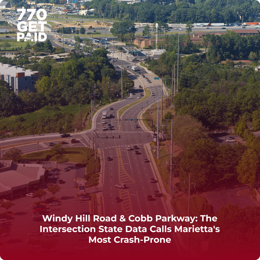 The Windy Hill Road and Cobb Parkway intersection near Marietta and Smyrna, Georgia