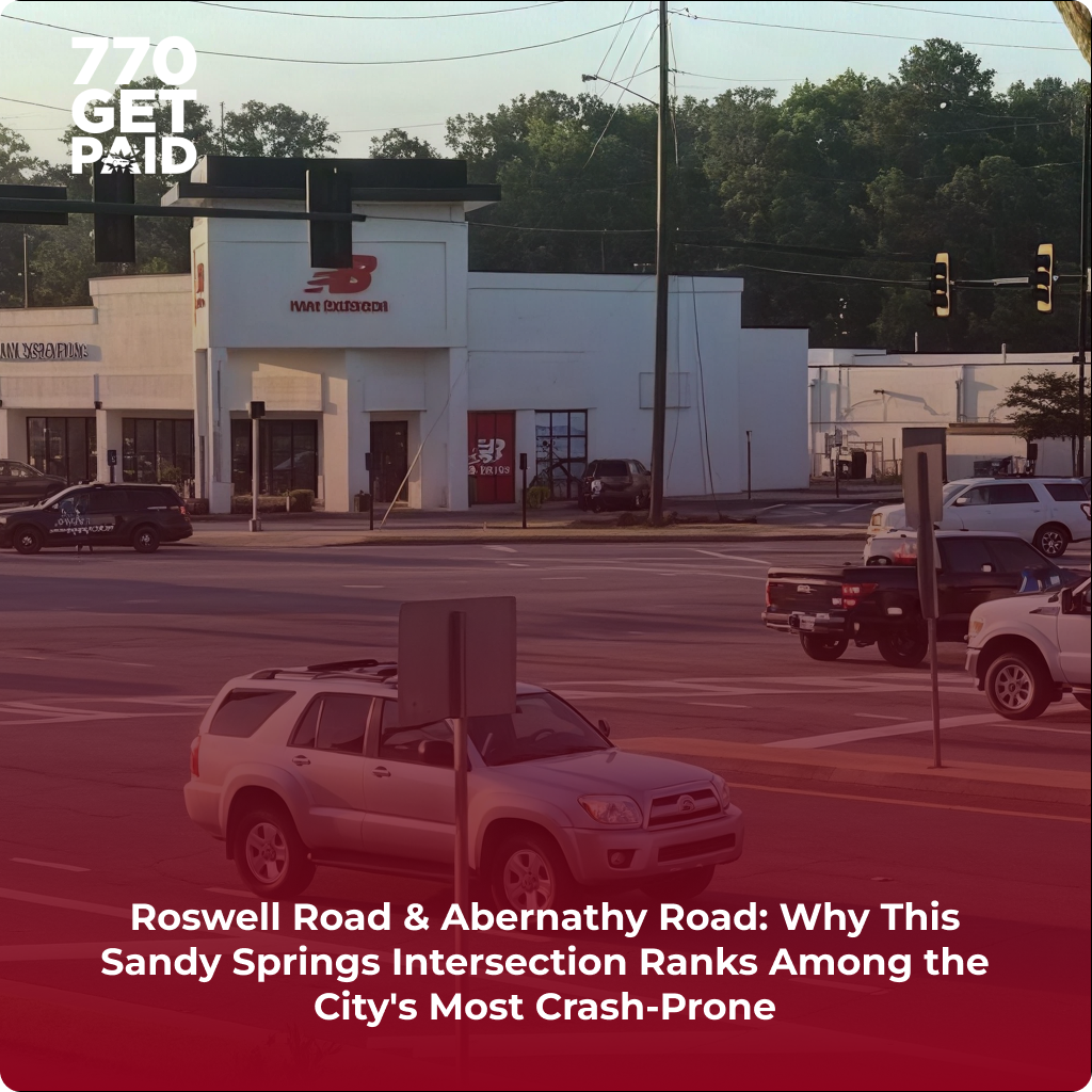 The Roswell Road and Abernathy Road intersection in Sandy Springs, Georgia