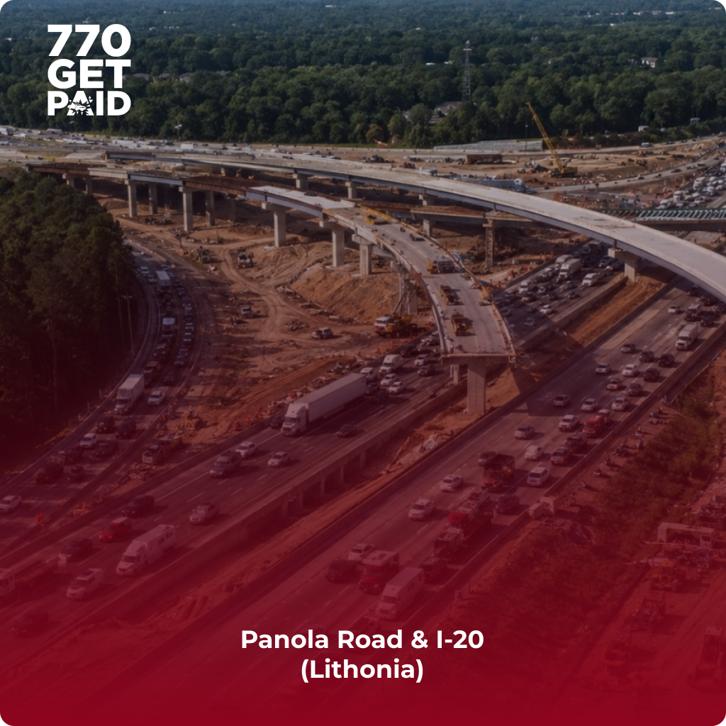 The Panola Road and I-20 interchange area in Lithonia, DeKalb County, Georgia